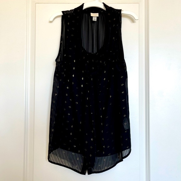 * Black Blouse with Gold Print * - Picture 3 of 11